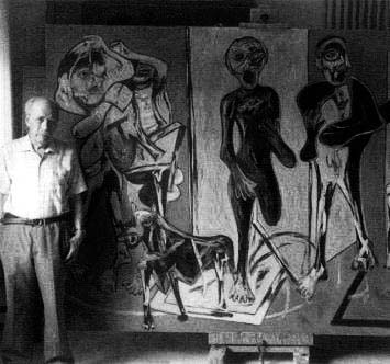 Juan Barjola en su estudio de Las Matas, hacia 1998
